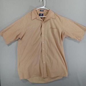 Stafford Shirt Mens 18 X Tall Brown Short Sleeve Button Up Cotton Blend